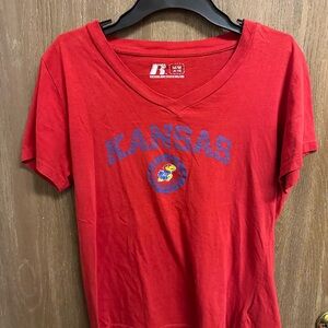 Russell Athletic Red Kansas University Jayhawks T-Shirt Size Medium‎